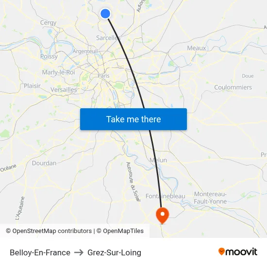 Belloy-En-France to Grez-Sur-Loing map