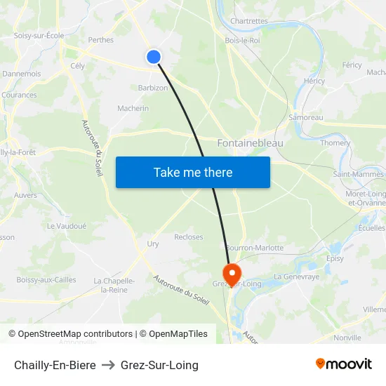 Chailly-En-Biere to Grez-Sur-Loing map