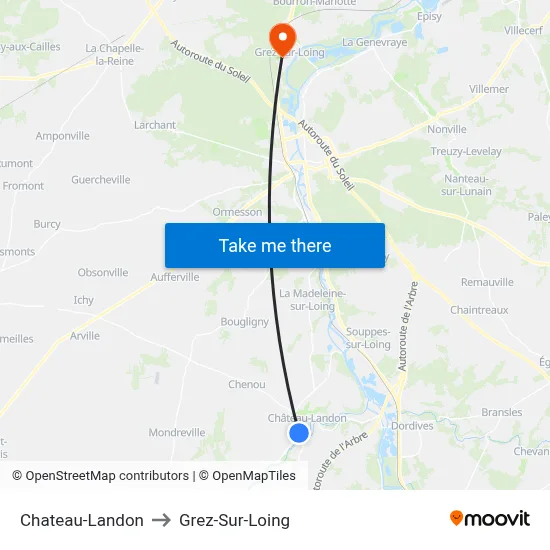 Chateau-Landon to Grez-Sur-Loing map