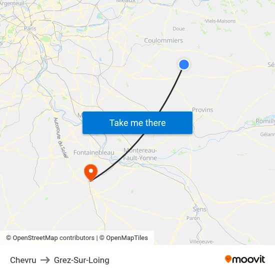 Chevru to Grez-Sur-Loing map