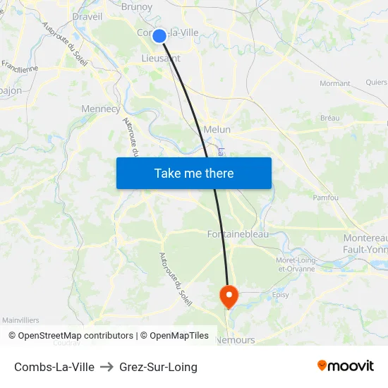 Combs-La-Ville to Grez-Sur-Loing map