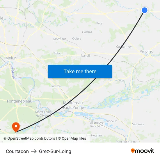 Courtacon to Grez-Sur-Loing map