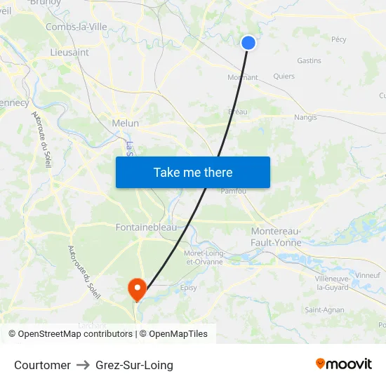 Courtomer to Grez-Sur-Loing map