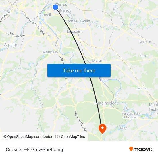 Crosne to Grez-Sur-Loing map