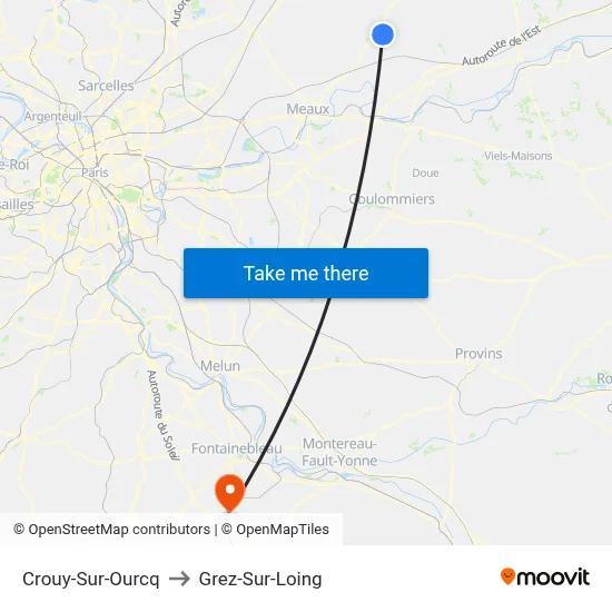 Crouy-Sur-Ourcq to Grez-Sur-Loing map