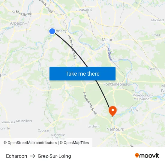 Echarcon to Grez-Sur-Loing map
