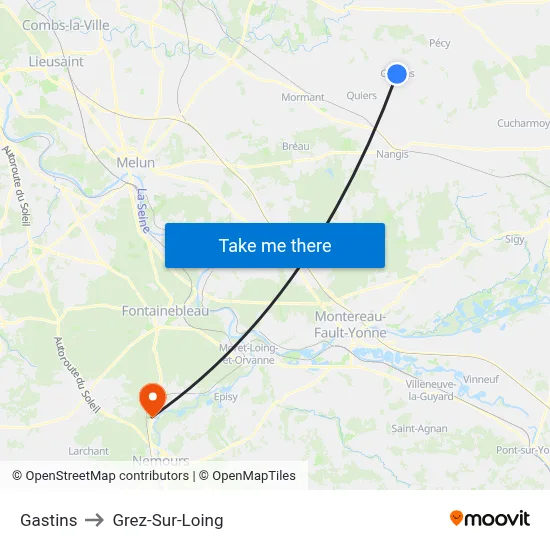 Gastins to Grez-Sur-Loing map