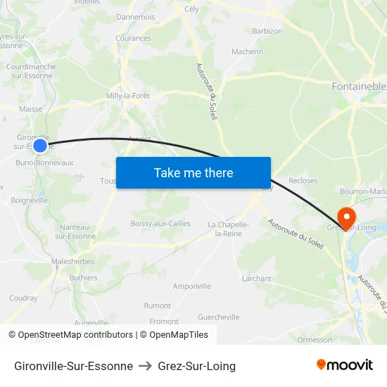 Gironville-Sur-Essonne to Grez-Sur-Loing map