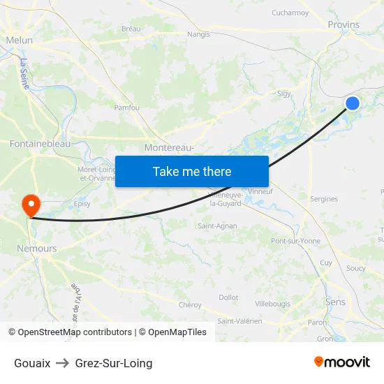 Gouaix to Grez-Sur-Loing map