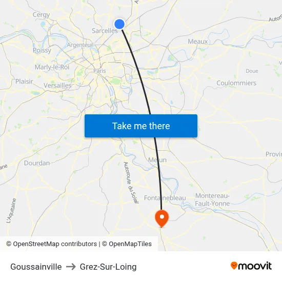 Goussainville to Grez-Sur-Loing map