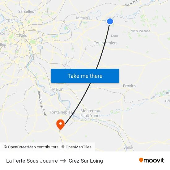 La Ferte-Sous-Jouarre to Grez-Sur-Loing map