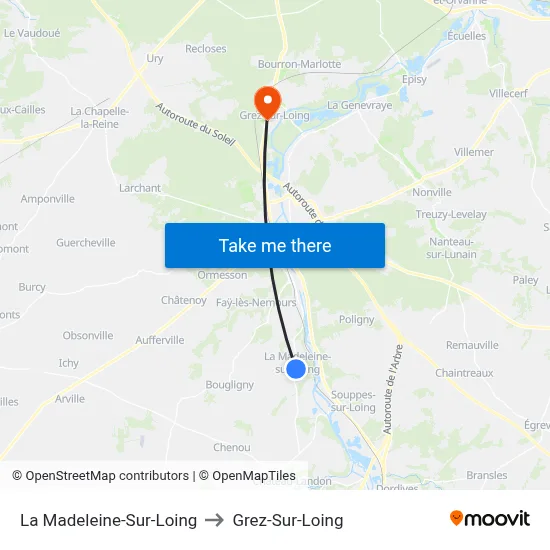 La Madeleine-Sur-Loing to Grez-Sur-Loing map