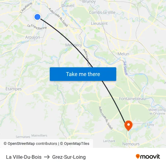 La Ville-Du-Bois to Grez-Sur-Loing map