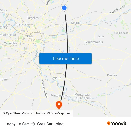 Lagny-Le-Sec to Grez-Sur-Loing map