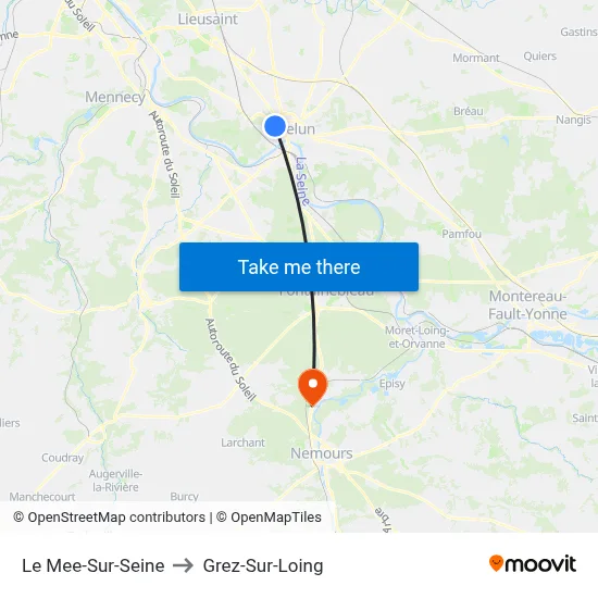 Le Mee-Sur-Seine to Grez-Sur-Loing map