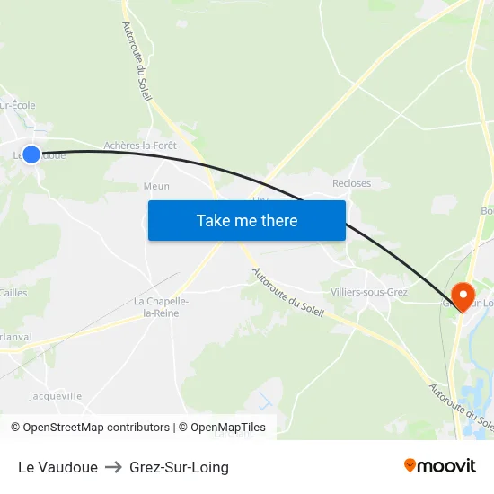 Le Vaudoue to Grez-Sur-Loing map