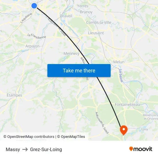 Massy to Grez-Sur-Loing map
