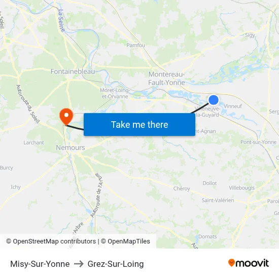 Misy-Sur-Yonne to Grez-Sur-Loing map