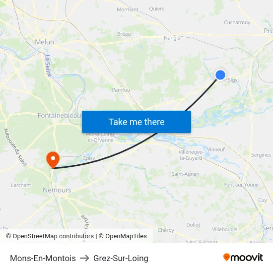 Mons-En-Montois to Grez-Sur-Loing map