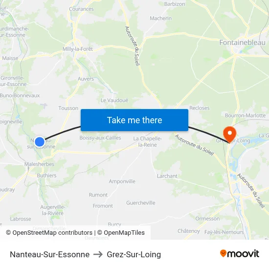 Nanteau-Sur-Essonne to Grez-Sur-Loing map