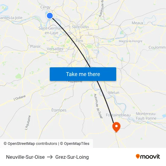 Neuville-Sur-Oise to Grez-Sur-Loing map