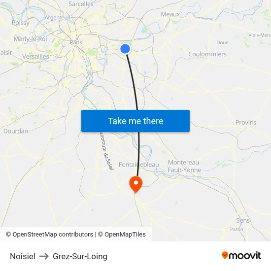 Noisiel to Grez-Sur-Loing map