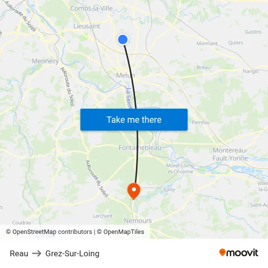 Reau to Grez-Sur-Loing map
