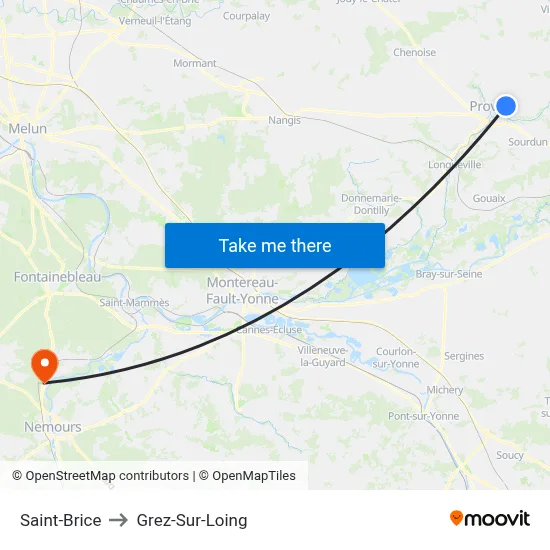 Saint-Brice to Grez-Sur-Loing map