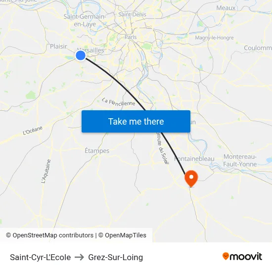 Saint-Cyr-L'Ecole to Grez-Sur-Loing map