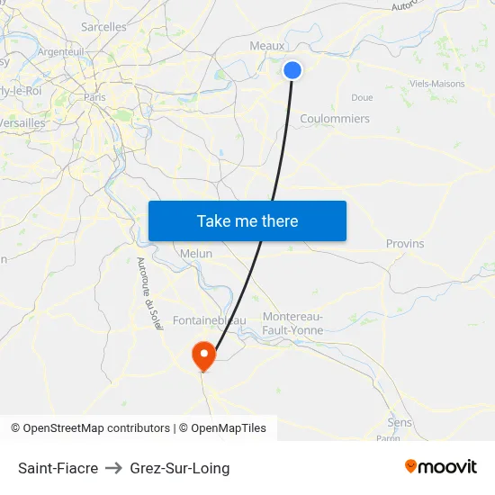 Saint-Fiacre to Grez-Sur-Loing map