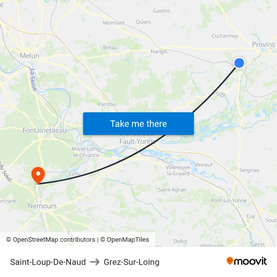 Saint-Loup-De-Naud to Grez-Sur-Loing map