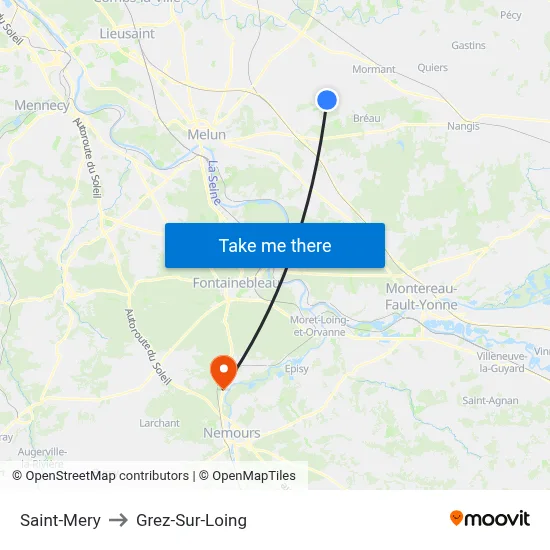 Saint-Mery to Grez-Sur-Loing map
