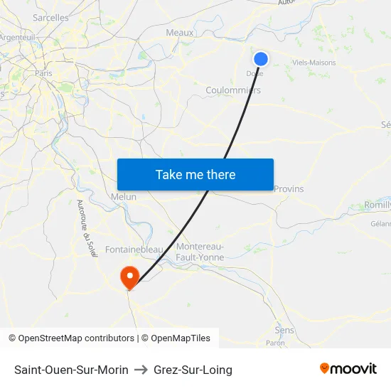 Saint-Ouen-Sur-Morin to Grez-Sur-Loing map