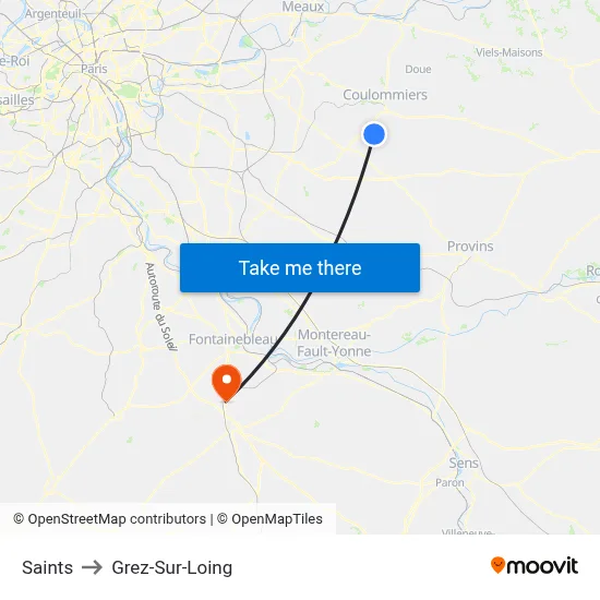 Saints to Grez-Sur-Loing map