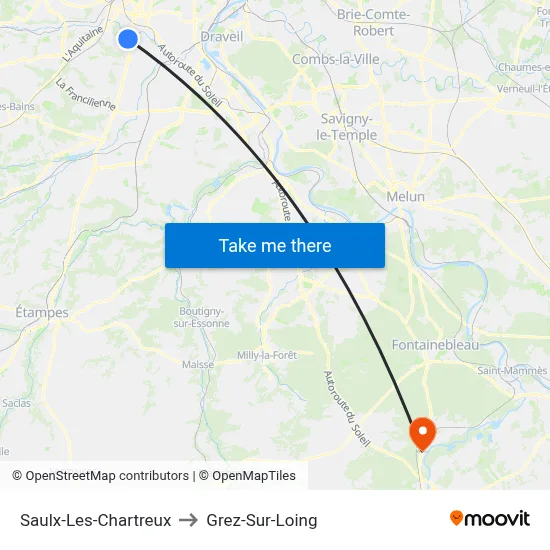 Saulx-Les-Chartreux to Grez-Sur-Loing map