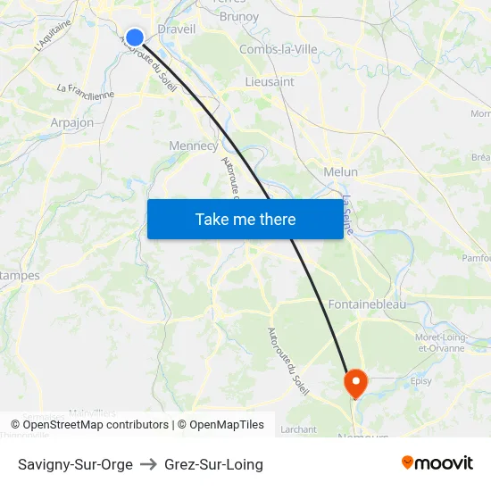 Savigny-Sur-Orge to Grez-Sur-Loing map