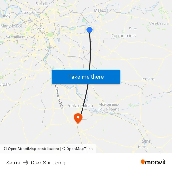 Serris to Grez-Sur-Loing map