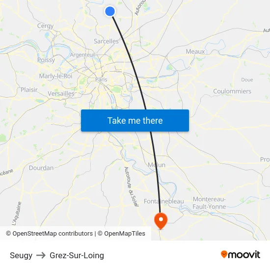 Seugy to Grez-Sur-Loing map