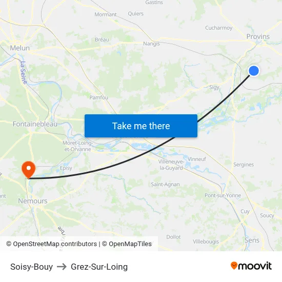 Soisy-Bouy to Grez-Sur-Loing map