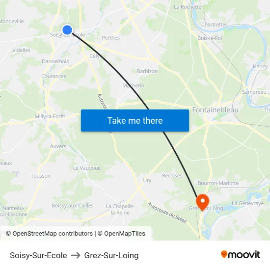 Soisy-Sur-Ecole to Grez-Sur-Loing map