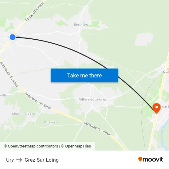Ury to Grez-Sur-Loing map