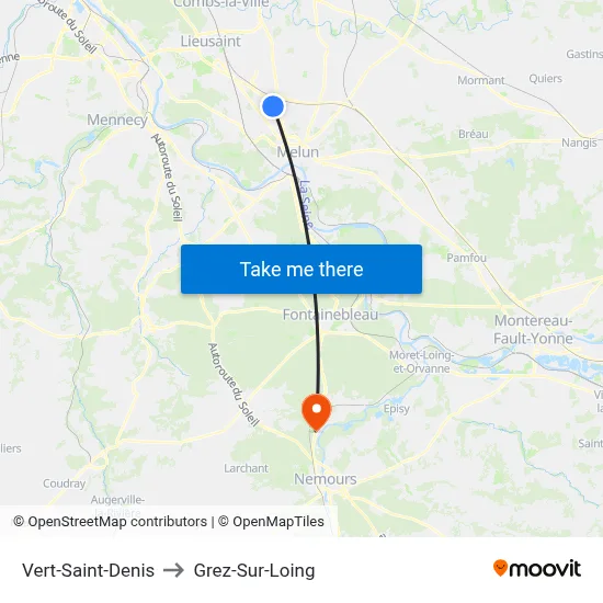 Vert-Saint-Denis to Grez-Sur-Loing map