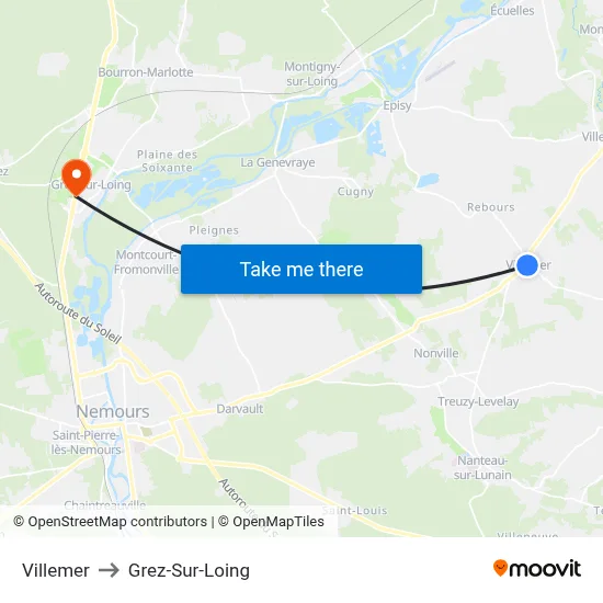 Villemer to Grez-Sur-Loing map