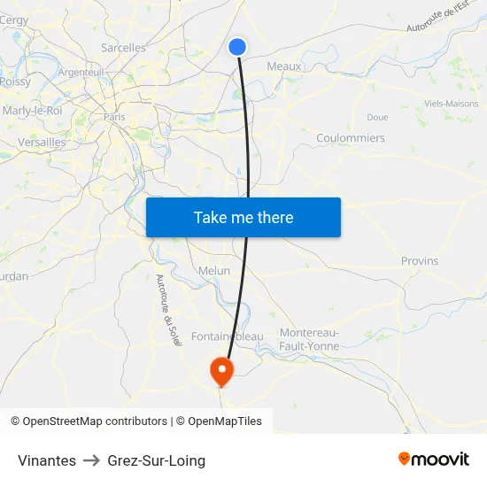 Vinantes to Grez-Sur-Loing map