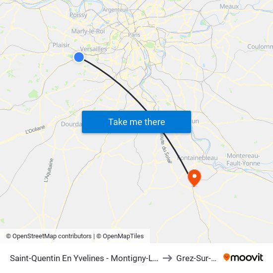Saint-Quentin En Yvelines - Montigny-Le-Bretonneux to Grez-Sur-Loing map