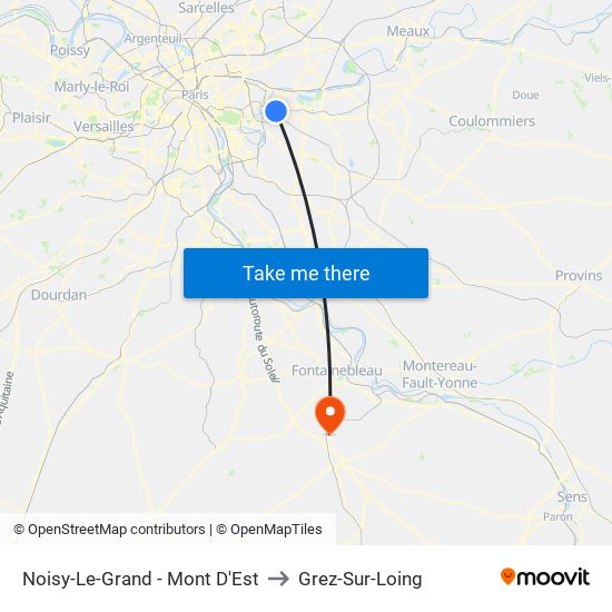 Noisy-Le-Grand - Mont D'Est to Grez-Sur-Loing map