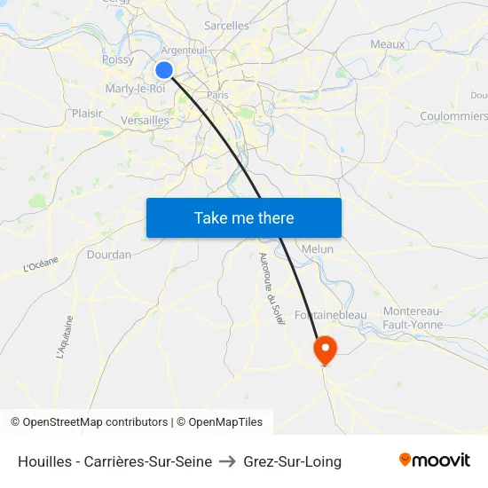 Houilles - Carrières-Sur-Seine to Grez-Sur-Loing map