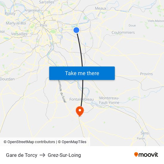 Gare de Torcy to Grez-Sur-Loing map