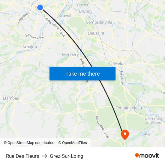 Rue Des Fleurs to Grez-Sur-Loing map