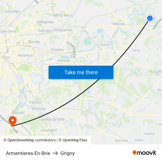 Armentieres-En-Brie to Grigny map